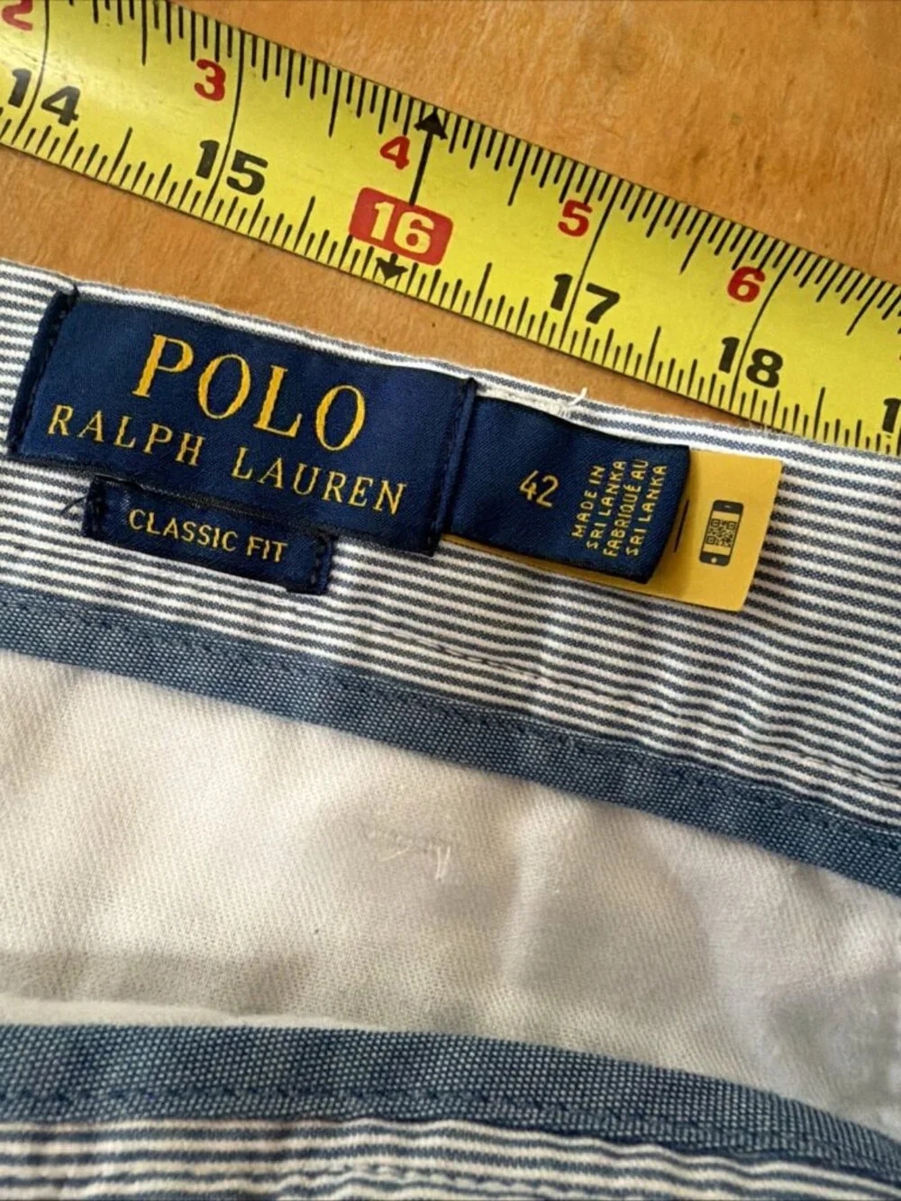 Polo Ralph Lauren Mens 42  Prospect Shorts Seersucker Blue White Pony Logo